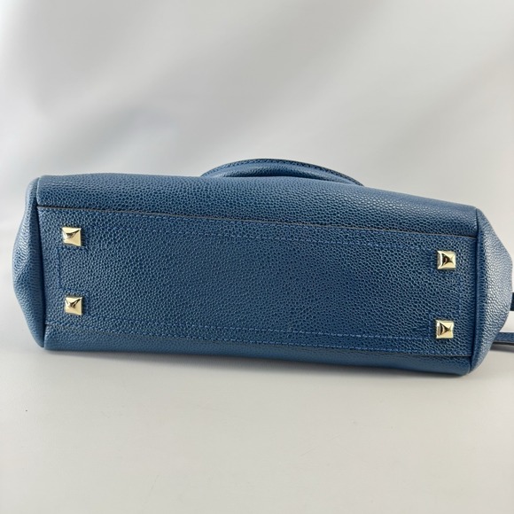 HENRI BENDEL CARLYLE Caviar Tumbled Teal Blue Leather Satchel Tote Bag Crossbody - Picture 8 of 10